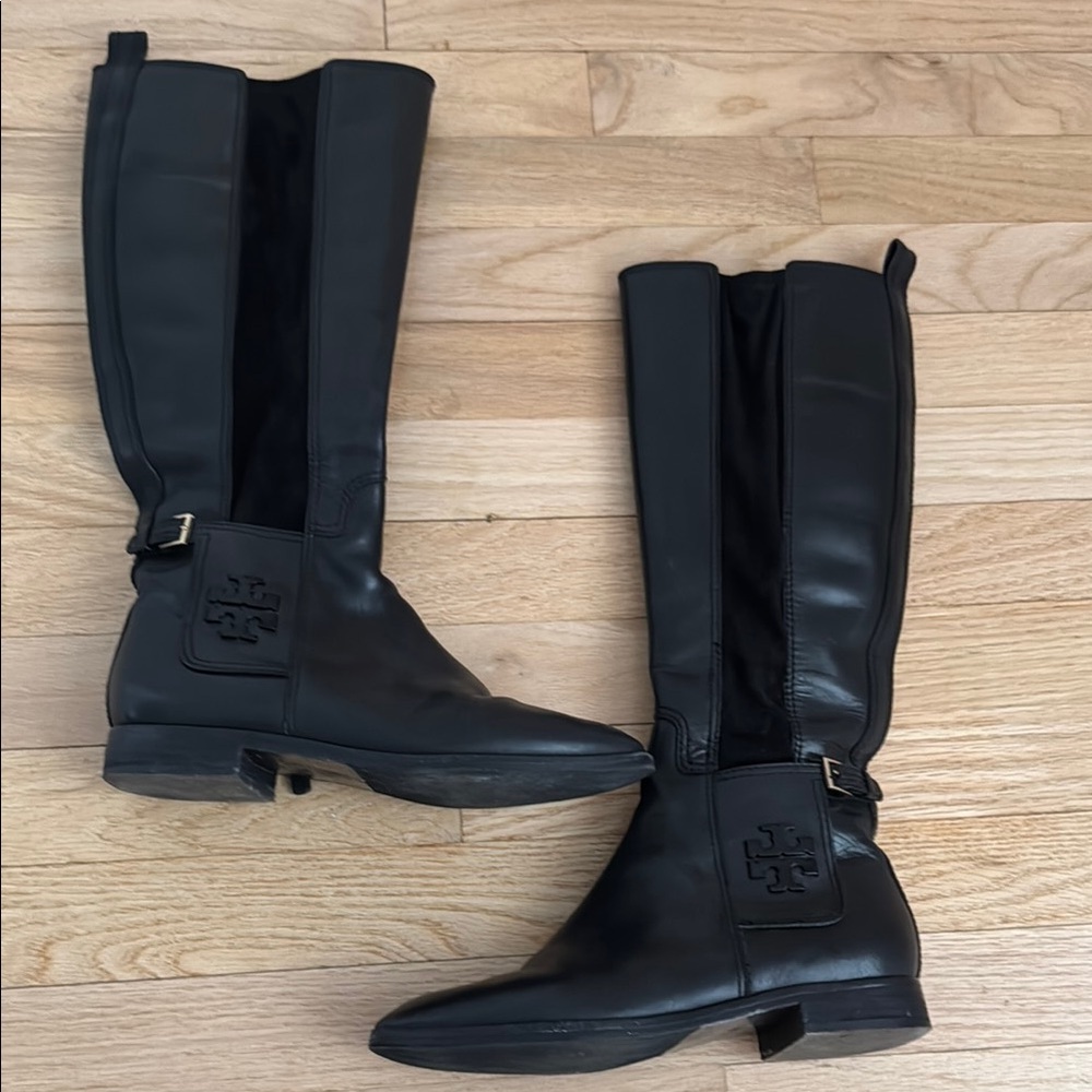 Tory Burch Black Leather Riding Boots